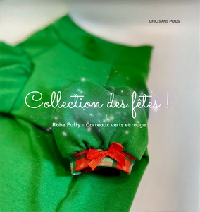 Robe Puffy - Carreaux rouges et verts