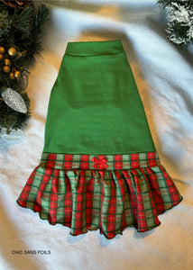 Robe Puffy - Carreaux rouges et verts