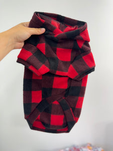 Hoodie de polar - Plaid rouge