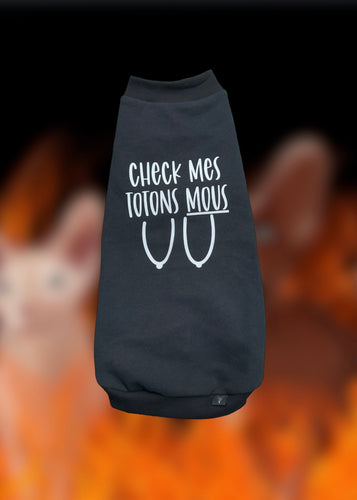 Crew neck de coton biologique noir - Check mes totons mous