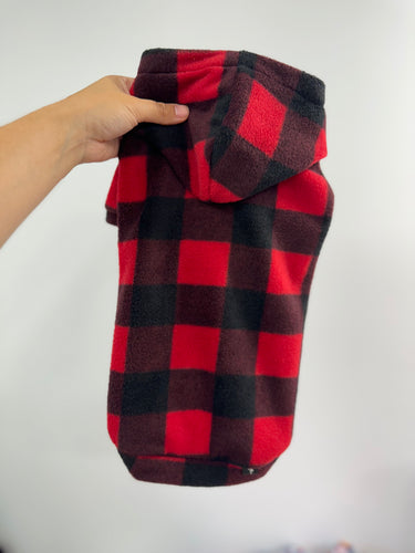 Hoodie de polar - Plaid rouge