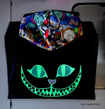 Load image into Gallery viewer, Long hooded sweater - Cheshire Glow in the dark (turquoise hood inside)