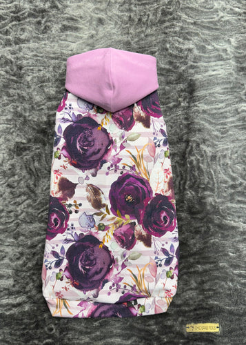 Long Hooded Sweater - Purple Flower