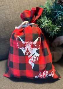 Poche de Noël personnalisée - Plaid rouge