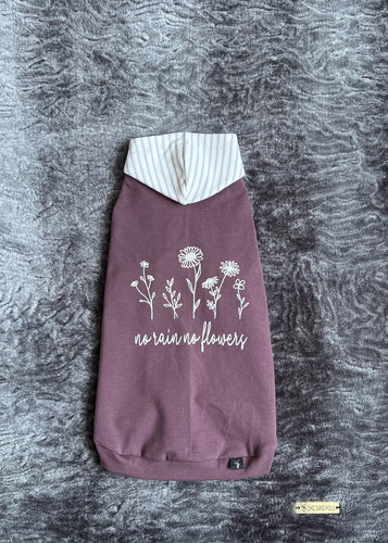 Long Hooded Sweater - No Rain No Flowers