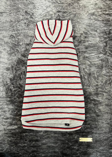 Hoodie de coton - Rayé rouge-marine & gris