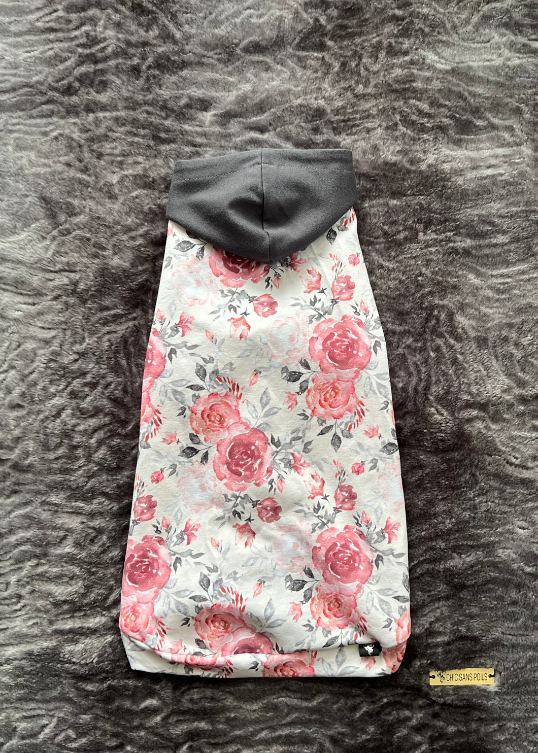 Chandail  long à capuche - Dark gray roses