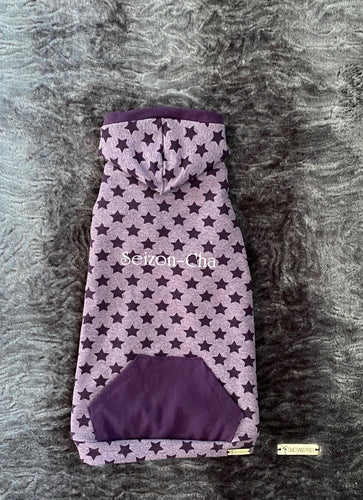 Long Hooded Sweater - Purple Stars CUSTOM